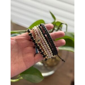 Boho Stackable Beaded Bracelets 6‎ Hamsa Eye Charm Set Women Stack Layering A7